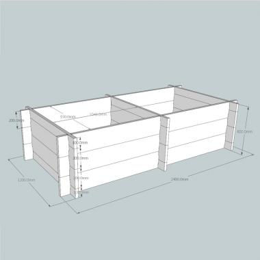 Slot Together Regular Oak Raised Bed Kits - Split Long and Deep